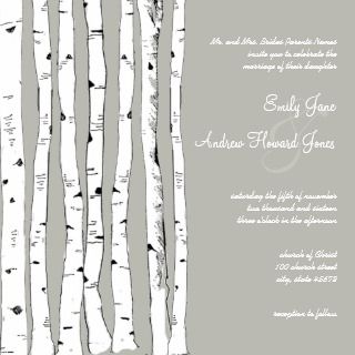 Silver Cloud Birch Tree Wedding Invitations invitation