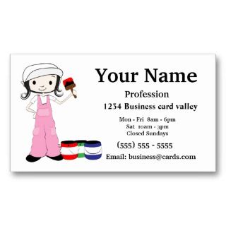 Painter painting business cards girl