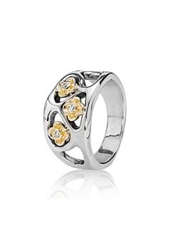 Pandora Sterling Silver, 14ct Gold and Diamond Ring Silver   