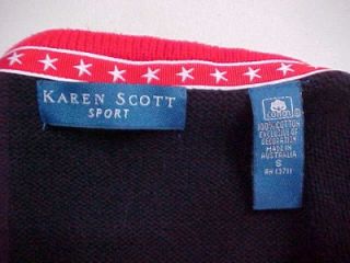 Up for your consideration is a fabulous Karen Scott navy, white and