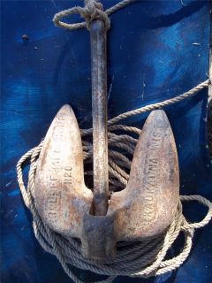 Vintage Roloff Mfg 20 lb Boat Anchor Kaukauna Wis with Rope N20