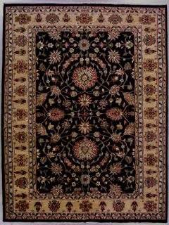 9x12 Black Gold Persian Kashan Oriental Hand Knotted Wool Area Rug