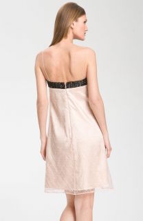 Kathy Hilton Beaded Lace Overlay Shift Dress 0 $475 00