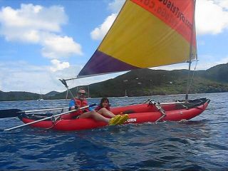 Saturn Inflatable Kayak with Sail Kit from SailBoatsToGo. Click to