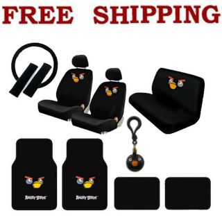 16pcs Set Angry Birds Car Seat Covers Steering Wheel Cover Floor Mats