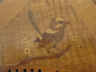 Antique Carved Australian Silky Oak Inlaid Robin Bird Cribbage Board