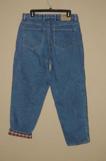 Womens Eddie Bauer Red Flannel Lined Jeans Size 16 Petite Warm 34 x 27