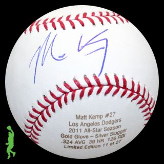 Matt Kemp Signed Auto 2011 All Star Season Stat Baseball Ball Dodgers