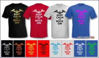 Funny Keep Calm Rock on Personalised Mens T Shirt
