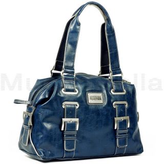 Kenneth Cole Reaction Interconnect Blue Large Satchel Handbag MSRP $