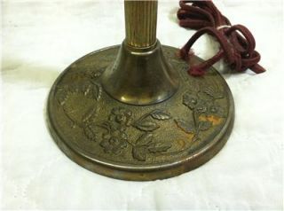 Antique Bigelow & Kennard Boston Leaded Panel Glass Shade Bronze Table
