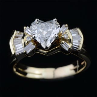 Carat Natural Diamond Ring Heart Shaped Wedding Solid Yellow White