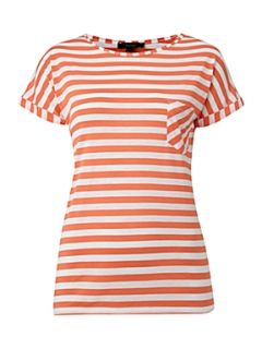 Therapy Stripe T Shirt Coral   