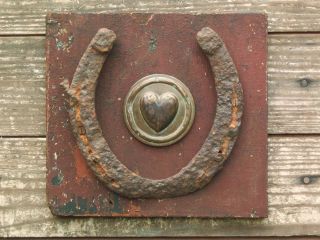 Dug Civil War Heart Rosette Horseshoe w Square Nails Old Paint Relics