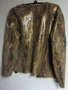 Chicos Leather Animalia Reversible Kesley Jacket Brown $349 Chicos 2