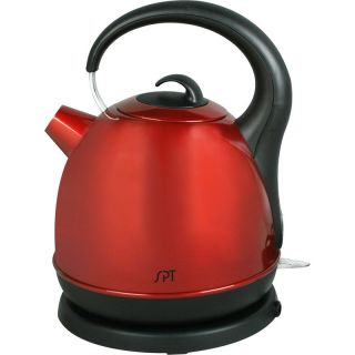 Sunpentown 1.7 Liter Stainless Steel Electric Kettle w/ Red Coating