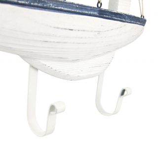 Hook Sailboat Wooden Wall Mounted Clothes Rack