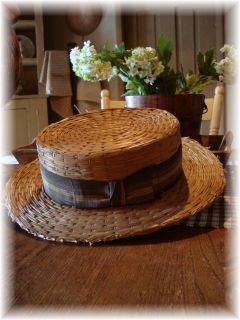Early Mens Straw Hat Sage Gray Bow Country Garden Spring Thyme Basket