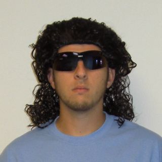 Curly Black Mens Mullet Wig Kenny Powers A C Slater New Halloween