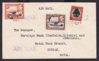 KENYA AIRMAIL COVER Multi Franking KGVI & STH AFRICA SURCHARGED STAMPS