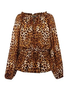 Biba Leopard print peasant blouse Multi Coloured   