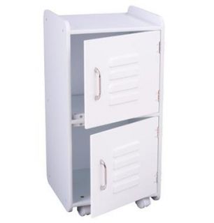 KidKraft Medium Kids Wood Storage Locker w Wheels White 14321