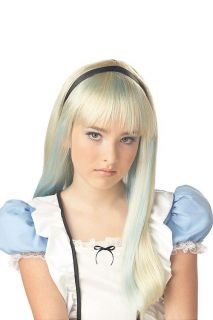 Alice Wonderland Blonde Blue Child Kids Halloween Wig