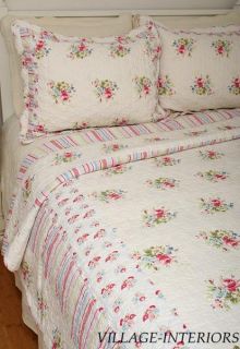 Kimberly Pink Blue Shabby Cottage Chic Queen Quilt