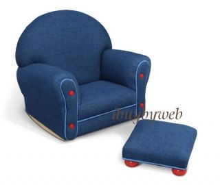 KidKraft Kids Blue Denim Rocking Chair Ottoman New