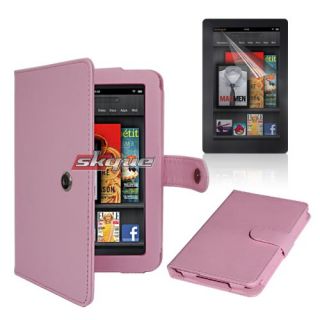 Pink Leather Case+Screen Protector for  Kindle Fire 2 7in 8GB