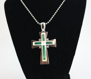 New Simmons Mens Stainless Steel Cross Pendant Necklace