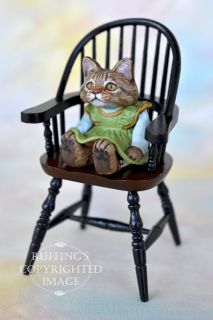 Gina, Original One of a kind Dollhouse sized Tabby Maine Coon Cat by