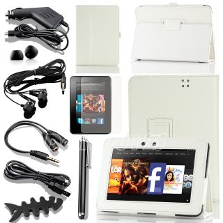 For  Kindle Fire HD 7 inch White PU Leather Cover Case