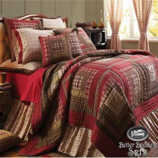 Red Rustic Country Log Cabin Twin Queen Cal King Oversized Quilt