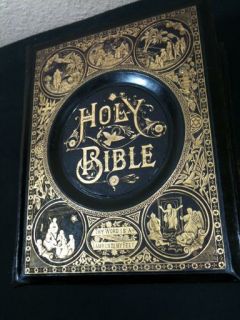 Antique Holy Family Bible King James Unmarked Leather 1872 Color