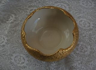 Vintage Kingwood Ceramic Art Pottery Weeping Bright Gold Vase Bowl