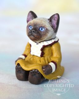Suki, Original One of a kind Dollhouse sized Siamese Cat by Max Bailey