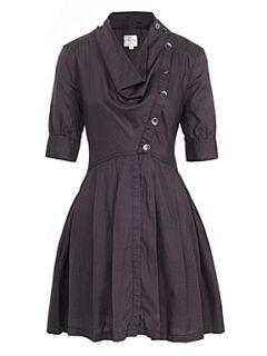 Firetrap Bedouin cowl neck button front dress with sleeves Granite