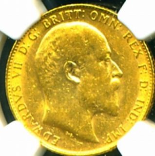1910 GR Britain Edward VII Gold Coin Sovereign NGC RARE