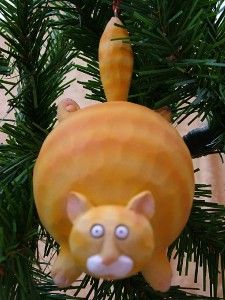 New Fat Cat Orange Tiger Kitty Kitten Christmas Tree Ornament