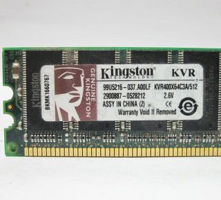 Kingston 4X512MB 184p PC3200 CL3 16C 32x8 DDR400 2Rx8 UDIMM RFB