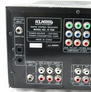 KLH Audio Systems R 7000 6 1 Channel 400 Watt Am FM Stereo Receiver