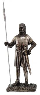 Honour Crusader Medieval Knight with Spear and Shield Statue