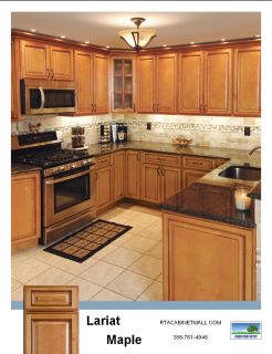 Lariat Maple Color Sample RTA Kitchen Cabinets with Rope Molding Quick