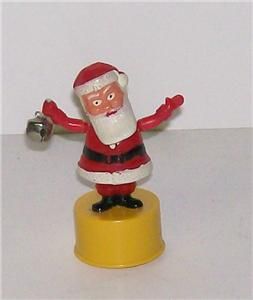 Vintage Kohner Bros Christmas Toy Bell Ringing Waving Santa Push Up