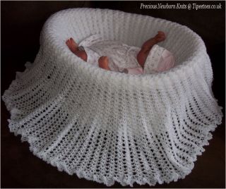 3Ply Hand Crochet Knitted Baby Boys Christening Shawl Blanket Ideal