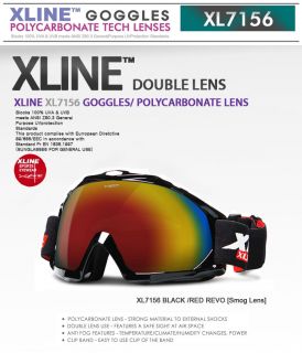 Xline XL7156 Black Red Revo★smog Dual Lens★ Ski Snowboard Goggles