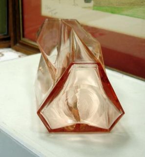RARE Signed Kopp Glass 6 5 8 Rose Pink Modernistic Vase 1928 1931 No