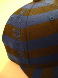 Krooked K Striped L XL Flexfit Skateboard Hat Blu Gry