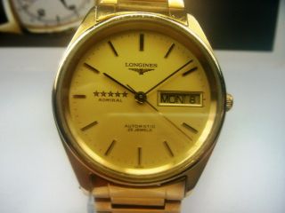 Longines Admiral Day Date Gold Plated Automatic Mens Watch